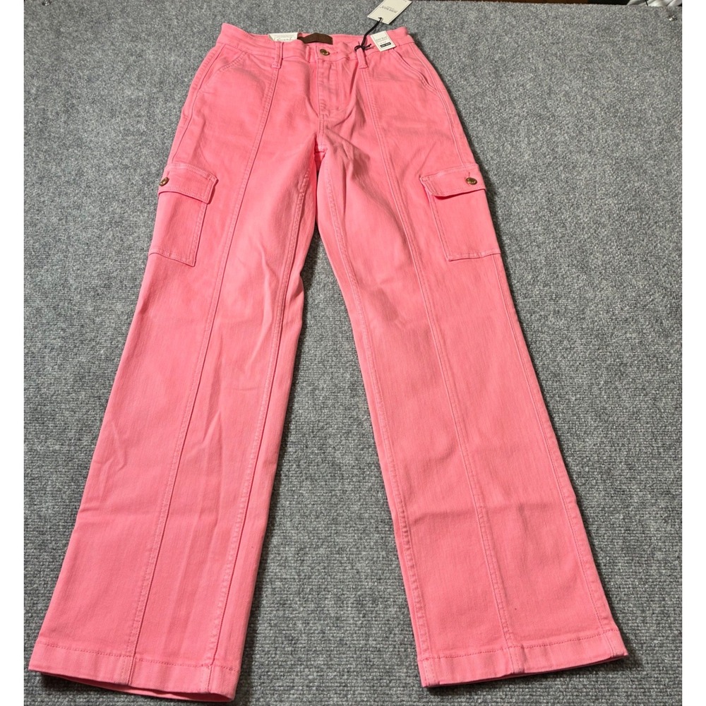Judy Blue Cargo Jeans‎ Womens 5/27 Pink High Waist Wide Leg NEW JB88837